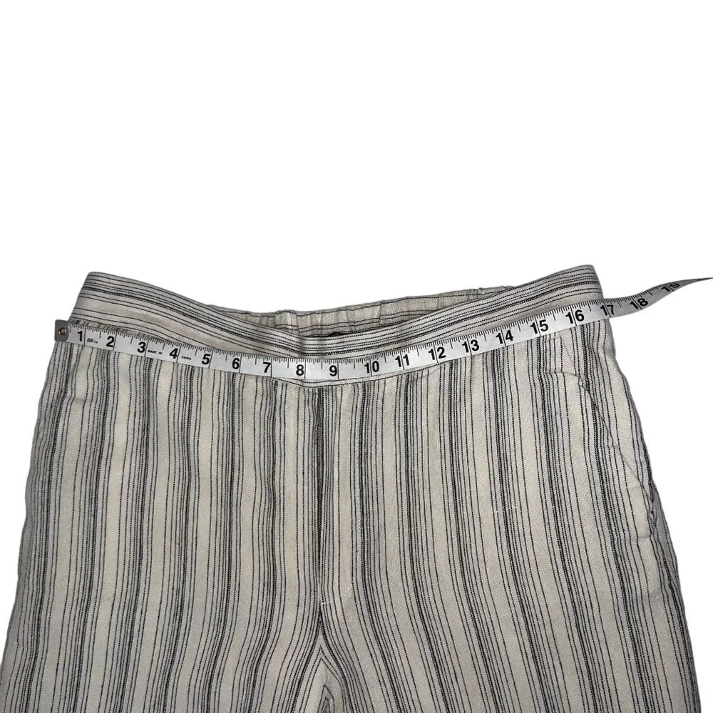 Banana Republic Off White Navy Striped Linen Tapered Hayden Pant Size 12